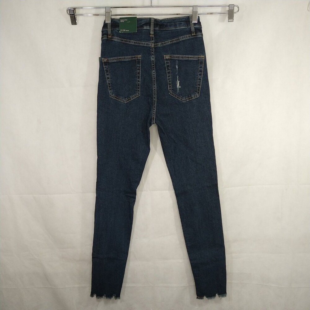 Wild Fable Highest Rise Skinny Ripped Jeans Women Size 2 26 Dark Wash Distress - Picture 4 of 10